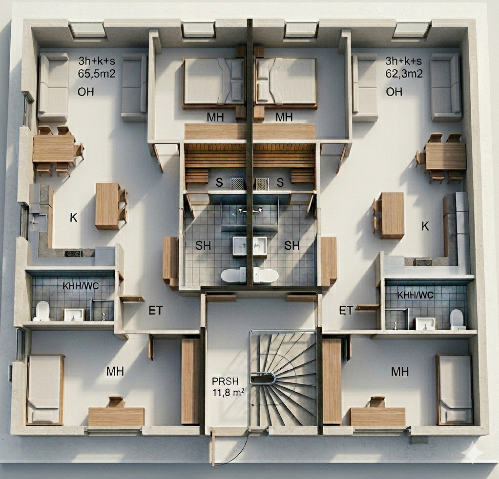 Asuntosuunnitelma 128m2 sijoituskohde Tampere